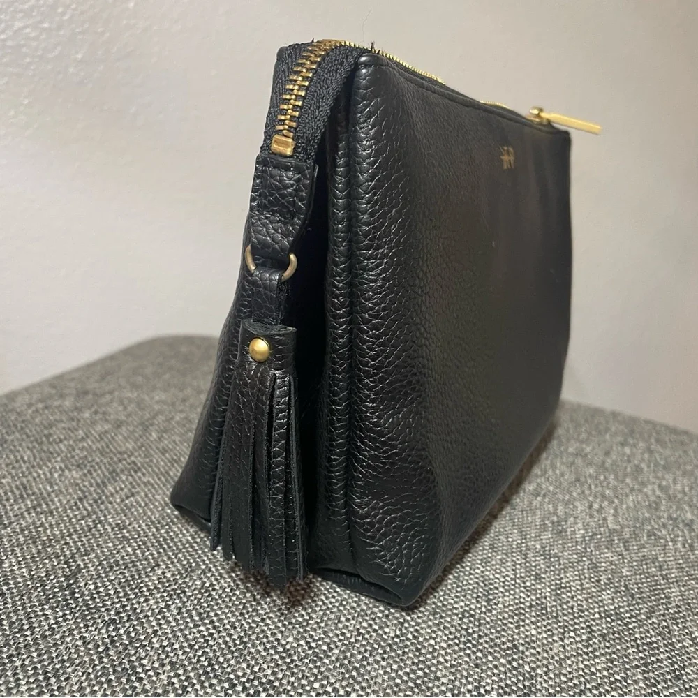 Freshly Picked Black Classic Zipper Pouch w/ Polished Gold and a tassel charm